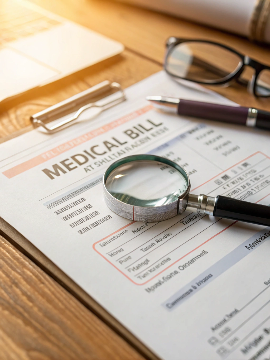 Detailed medical billing summary report showing provider charges and insurance adjustments