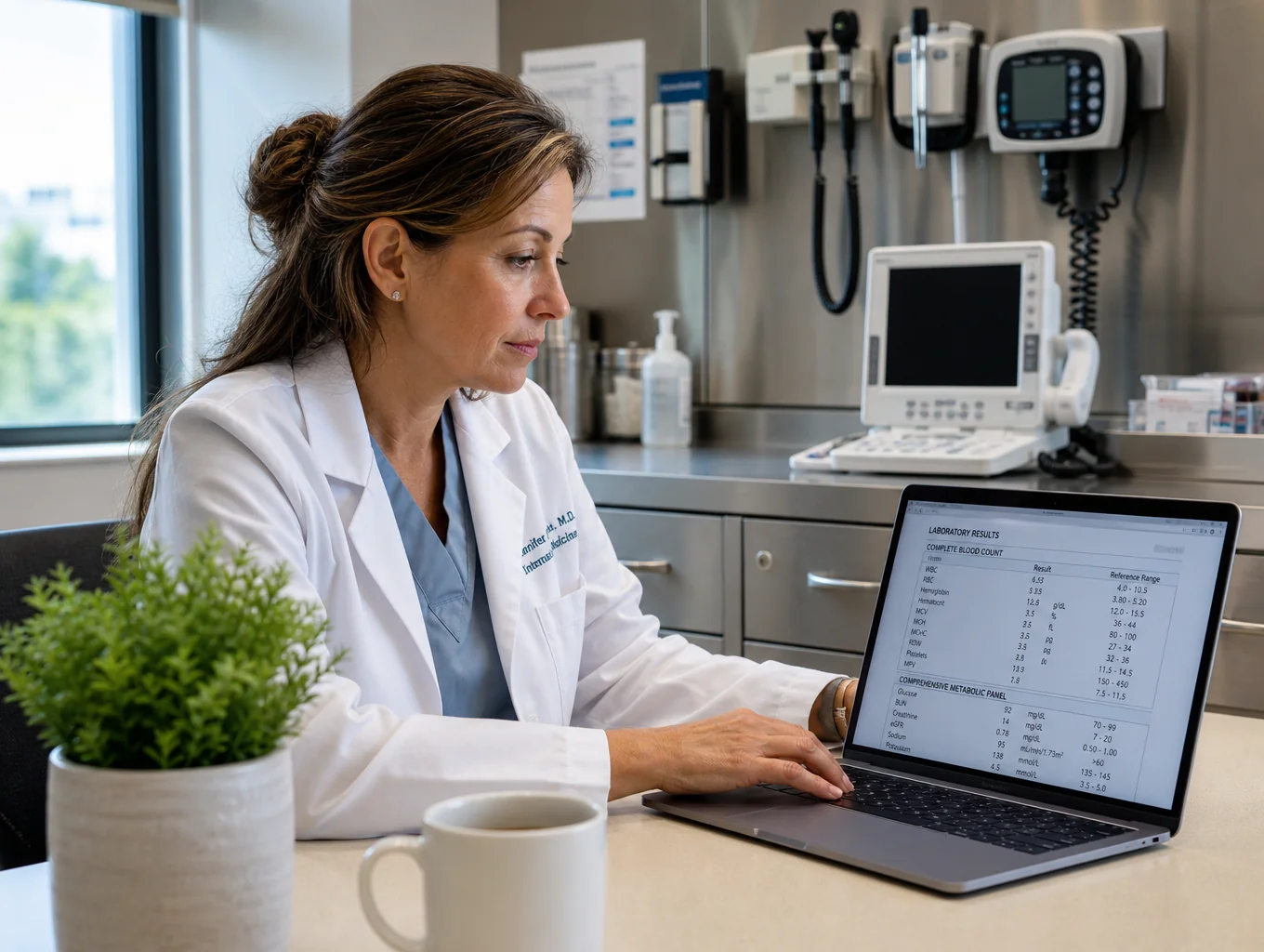 Professional attorney reviewing organized medical records and case documentation