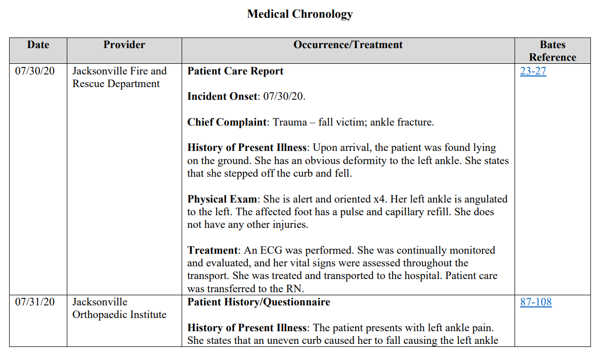 Professional reviewing medical records for legal case analysis